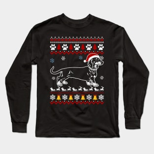 Christmas Weiner Daschund T-shirt Doxie in Dog Dress Long Sleeve T-Shirt